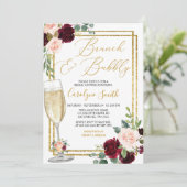 Blush Pink Floral Brunch en Bubble Vrijgezellenfee Kaart (Staand voorkant)