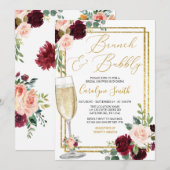 Blush Pink Floral Brunch en Bubble Vrijgezellenfee Kaart (Voorkant / Achterkant)