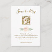 Blush Pink Floral Budget QR Code RSVP Informatiekaartje (Voorkant)