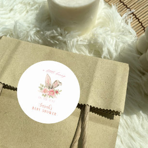 Blush Pink Floral Bunny ears Baby shower Ronde Sticker