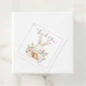 Blush Pink Floral Bunny Rabbit Baby shower Bedankjes Labels (In situ)