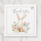 Blush Pink Floral Bunny Rabbit Baby shower Bedankjes Labels (Achterkant)