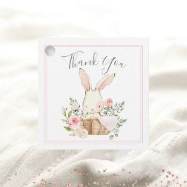 Blush Pink Floral Bunny Rabbit Baby shower Bedankjes Labels