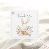 Blush Pink Floral Bunny Rabbit Baby shower Bedankjes Labels