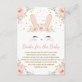 Blush Pink Floral Bunny Rabbit Books for Baby Girl Informatiekaartje