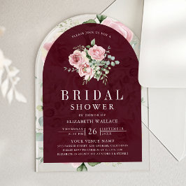 Blush Pink Floral Burgundy Bridal Shower Acryl Uitnodigingen