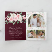 Blush Pink Floral Burgundy QR Code Wedding (Binnen)