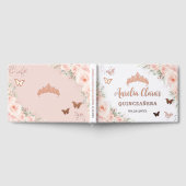 Blush Pink Floral Butterflies Quince XV Rose Gold Gastenboek (Volledig)