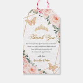 Blush Pink Floral Butterflies Quinceañera Birthday Cadeaulabel