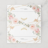 Blush Pink Floral Butterflies Quinceañera Birthday Plaatskaartje (Buitenkant ongevouwen)