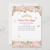 Blush Pink Floral Butterfly Princess Quinceanera Kaart (Achterkant)