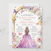 Blush Pink Floral Butterfly Quinceanera Kaart (Voorkant)