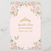 Blush Pink Floral Butterfly Quinceañera Padrinos (Achterkant)