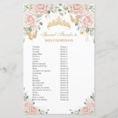 Blush Pink Floral Butterfly Quinceañera Padrinos (Voorkant)