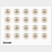 Blush Pink Floral Cactus Desert Scene Bedankt Ronde Sticker (Vel)