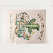 Blush Pink Floral Cactus Desert Scene Party Wandkleed (Voorkant (horizontaal))