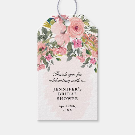 Blush Pink Floral Cadeaulabel (Voorkant)