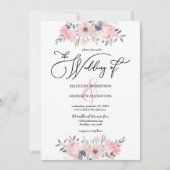 Blush Pink Floral Calligraphy Wedding Kaart (Voorkant)