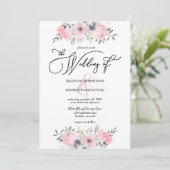 Blush Pink Floral Calligraphy Wedding Kaart (Staand voorkant)
