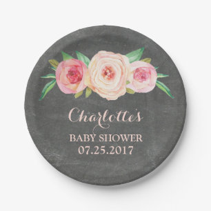 Blush Pink Floral Chalkboard Baby shower Bord