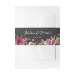 Blush Pink Floral Chalkboard Invitation Belly Band Uitnodigingen Wikkel