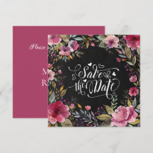 Blush Pink Floral Chalkboard Save the Date Card