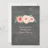 Blush Pink Floral Chalkboard Vrijgezellenfeest Kaart (Voorkant)