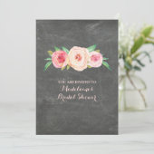 Blush Pink Floral Chalkboard Vrijgezellenfeest Kaart (Staand voorkant)