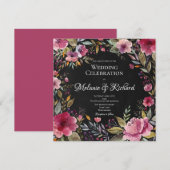 Blush Pink Floral Chalkboard Weddenschap Kaart (Voorkant / Achterkant)