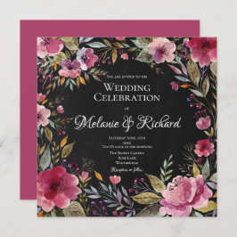 Blush Pink Floral Chalkboard Weddenschap Kaart