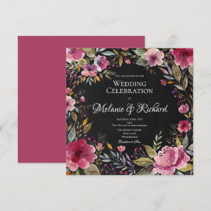 Blush Pink Floral Chalkboard Weddenschap Kaart