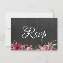 Blush Pink Floral Chalkboard Wedding Rsvp Card Save The Date