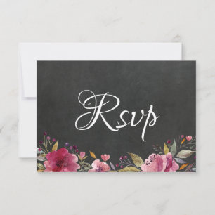 Blush Pink Floral Chalkboard Wedding Rsvp Card Save The Date