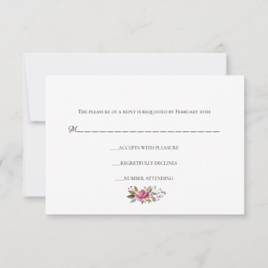 Blush Pink Floral Chalkboard Wedding RSVP-kaart RSVP Kaartje (Achterkant)