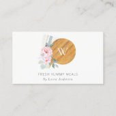 Blush Pink Floral Chopping Board Napkin Catering Visitekaartje (Voorkant)