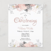 Blush Pink Floral Christening Budget Invitations (Voorkant)