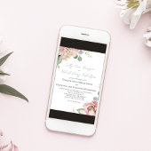 Blush Pink Floral Classic Wedding Kaart