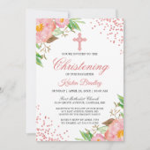 Blush Pink Floral Confetti Christening Baptisme Kaart (Voorkant)