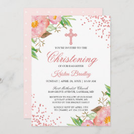 Blush Pink Floral Confetti Christening Baptisme Kaart
