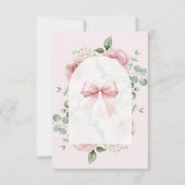 Blush Pink Floral Coquette Bow Arch Baby shower Bedankkaart (Achterkant)