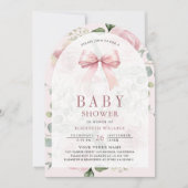 Blush Pink Floral Coquette Bow Arch Baby shower Kaart (Voorkant)