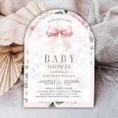 Blush Pink Floral Coquette Bow Arch Baby shower Kaart