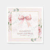 Blush Pink Floral Coquette Bow Baby shower Servet (Voorkant)