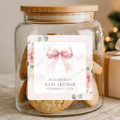 Blush Pink Floral Coquette Bow Baby shower Vierkante Sticker
