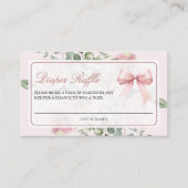 Blush Pink Floral Coquette Bow Luier Raffle Informatiekaartje (Voorkant)