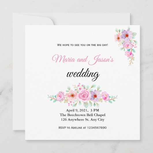 Blush Pink Floral Country Weddenschap Kaart (Voorkant)