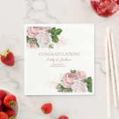 Blush Pink  Floral Couple's Vrijgezellenfeest Servet (Insitu)