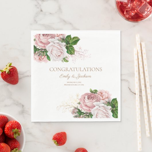 Blush Pink  Floral Couple's Vrijgezellenfeest Servet (Insitu)