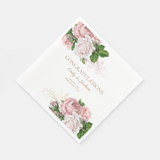 Blush Pink  Floral Couple's Vrijgezellenfeest Servet (Hoek)