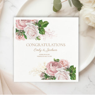 Blush Pink  Floral Couple's Vrijgezellenfeest Servet